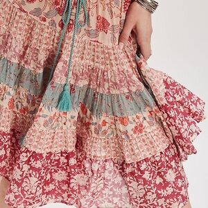 Free People Many Layers Printed Cotton Fairycore Bohemian Skirt M NWT $128